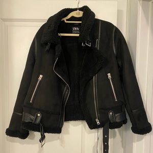 NWT Zara Suede and Shearling Moro Jacket